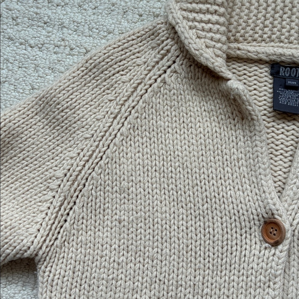 Roots Women's Vintage Beige Wool Blend Knit Cardigan Sweater Medium Fits Small - Picture 2 of 10